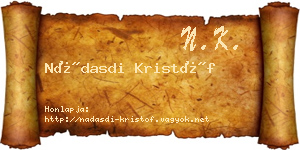 Nádasdi Kristóf névjegykártya